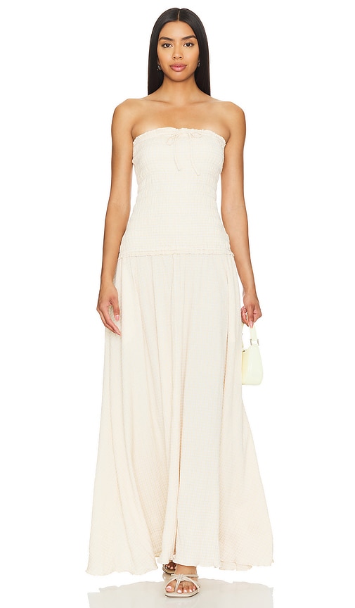 Shop Lovers & Friends Gale Maxi Dress In Neutral Gingham