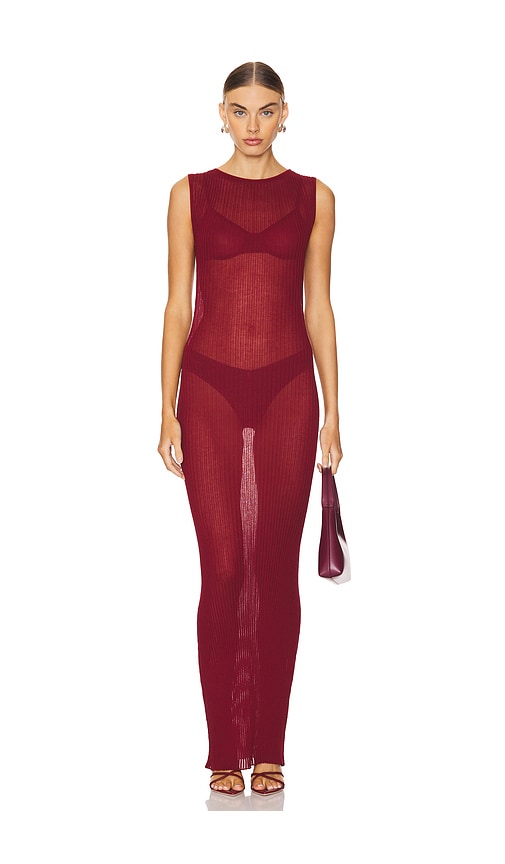 view 1 of 3 Clarice Sheer Maxi Dress in Burgundy