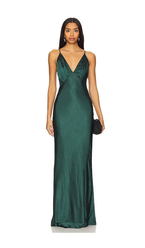 Lovers & Friends Alani Gown In Dark Green