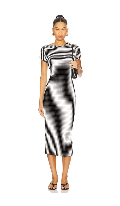 view 1 of 4 Adrian Midi Dress in Black & White Stripe