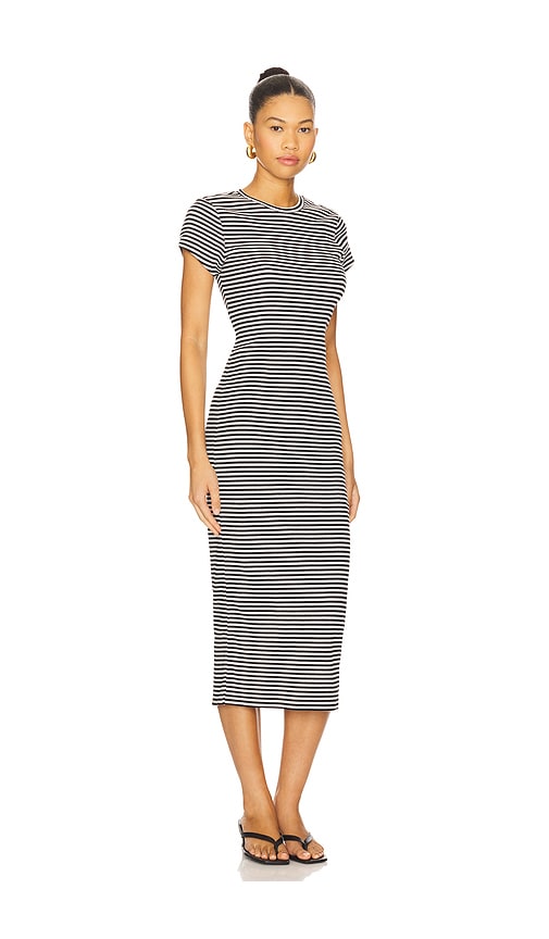 view 2 of 4 Adrian Midi Dress in Black & White Stripe