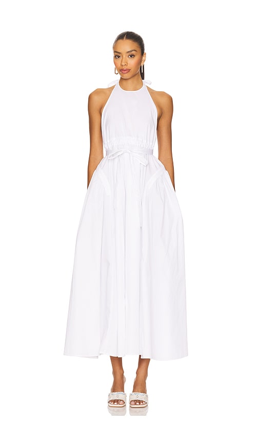 Idun Halter Neck Midi Dress in White. - size XS (also in L, M, S, XL, XXS)