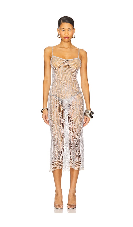 view 2 of 5 Katja Beaded Crochet Midi Dress in Ice