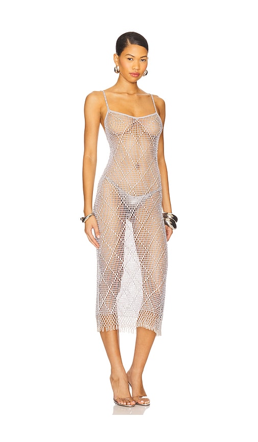 view 3 of 5 Katja Beaded Crochet Midi Dress in Ice