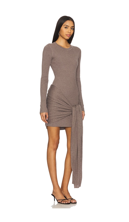 view 2 of 4 Jeany Tie Front Mini Dress in Dark Taupe