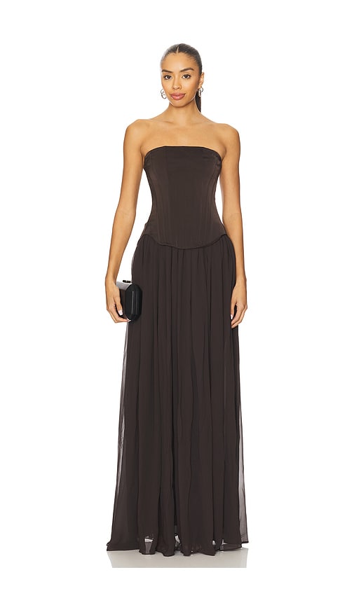 Lovers & Friends Delia Gown In Brown