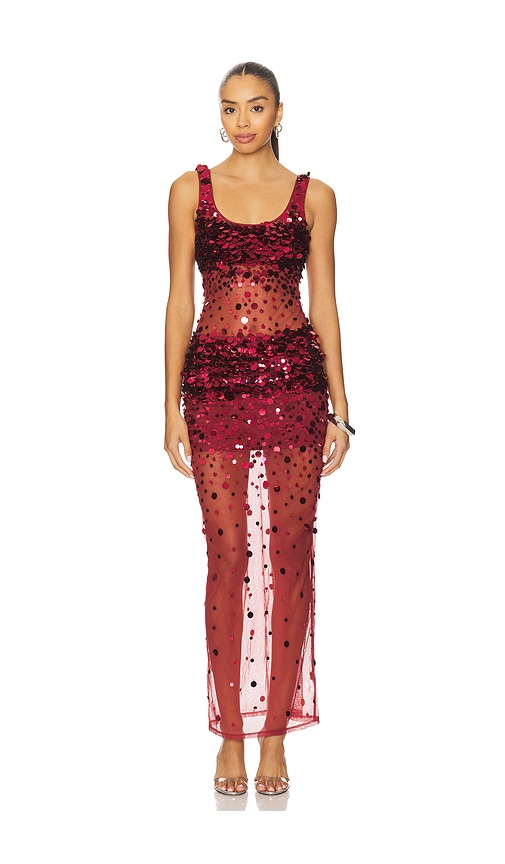 Lovers & Friends Lydia Sequin Maxi Dress In Red