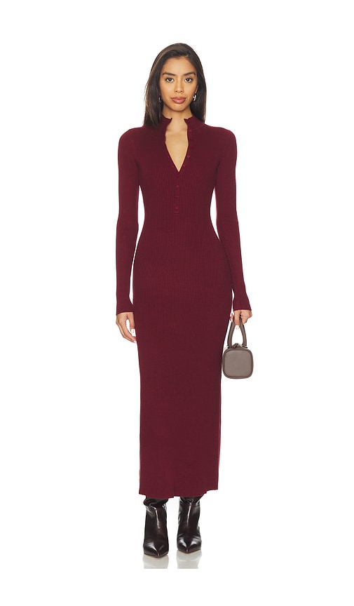 view 1 of 3 x Christina Elezaj Gretta Mock Neck Midi Dress in Wine