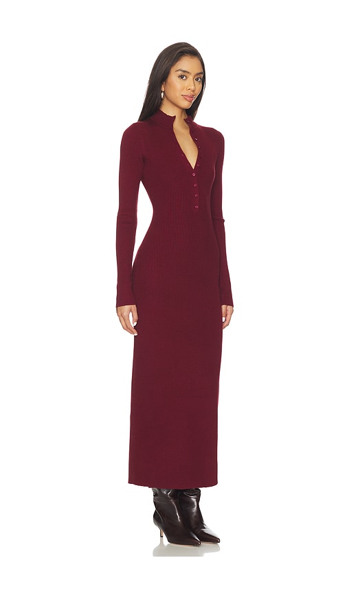 view 2 of 3 x Christina Elezaj Gretta Mock Neck Midi Dress in Wine