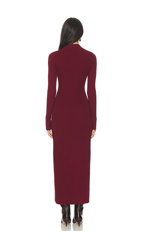 view 3 of 3 x Christina Elezaj Gretta Mock Neck Midi Dress in Wine