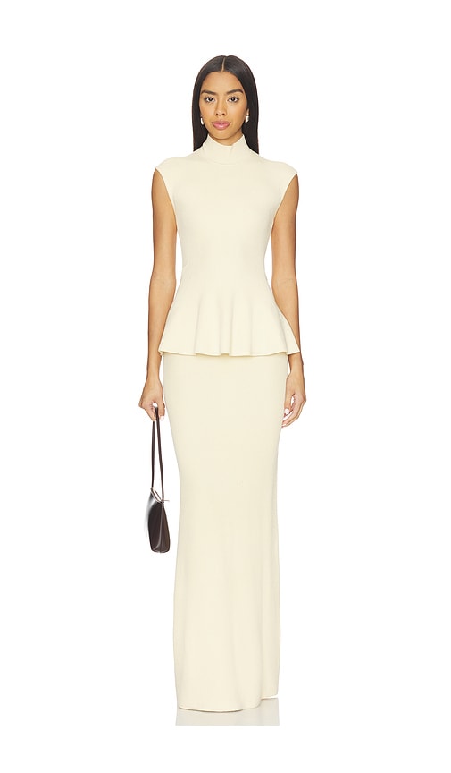 view 1 of 3 x Christina Elezaj Florie Mock Neck Maxi Dress in French Vanilla