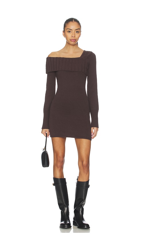 Lovers & Friends Sunna Off The Shoulder Mini Dress In Brown