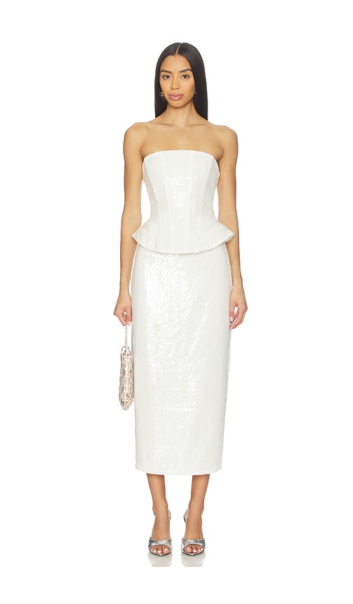Lovers & Friends Alexia Sequin Midi Dress In White