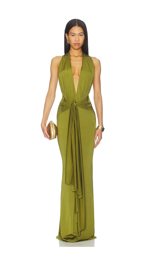 view 1 of 3 x Christina Elezaj Coralie Gown in Chartreuse