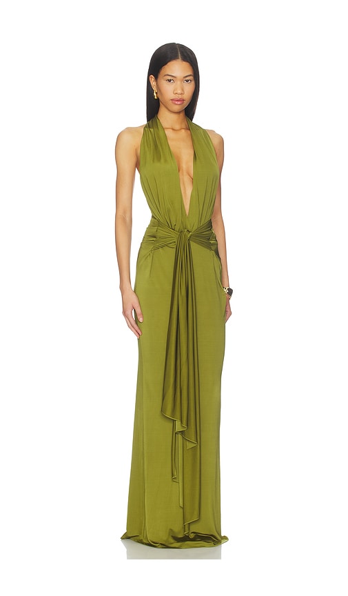 view 2 of 3 x Christina Elezaj Coralie Gown in Chartreuse