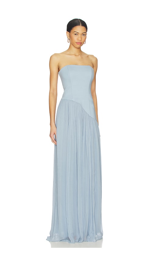 view 2 of 3 Alice Strapless Gown in Dusty Blue