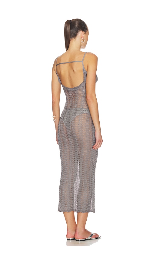  Lovers And Friends Oliviyah Wavy Knit Midi Dress In Metallic Silver. Size Xxs. Also In Xs, S, M, L, Xl. 