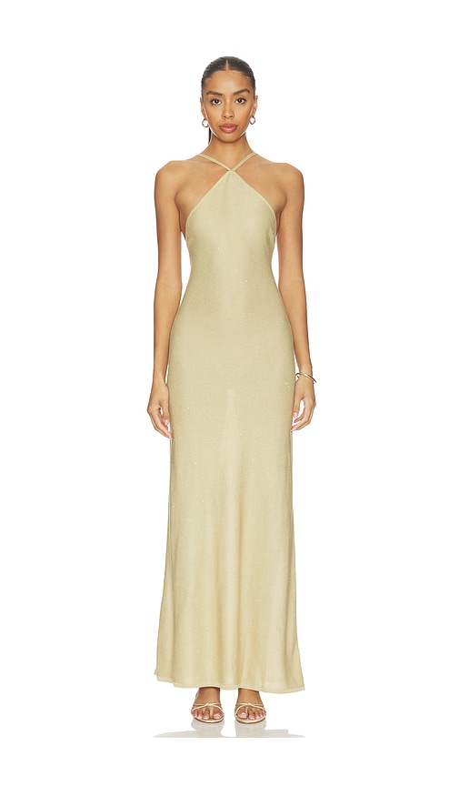 view 1 of 4 Tatyana Halter Sequin Maxi Dress in Light Sage