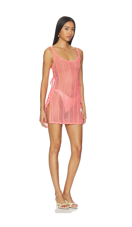 view 2 of 3 Luciee Open Stitch Mini Dress in Coral
