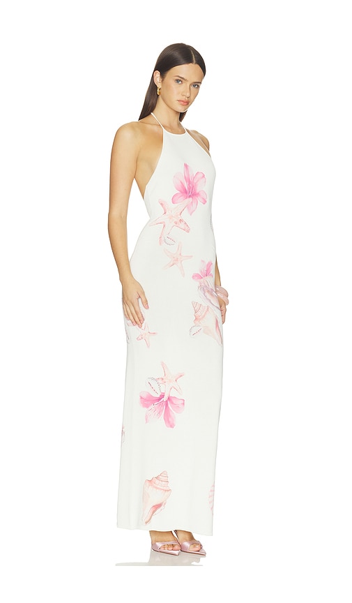view 2 of 3 Theia Floral Print Halter Maxi Dress in Ivory Multi
