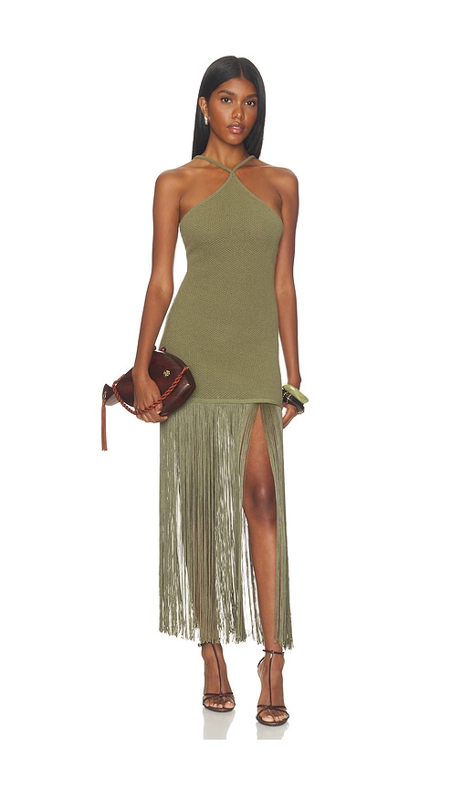 Alia Halter Fringe Dress