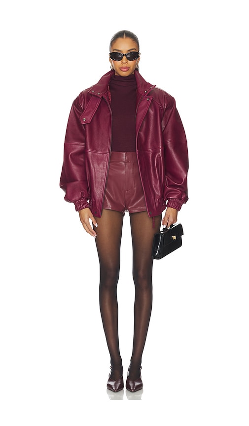 view 5 of 6 Jordan Faux Leather Mini Short in Oxblood