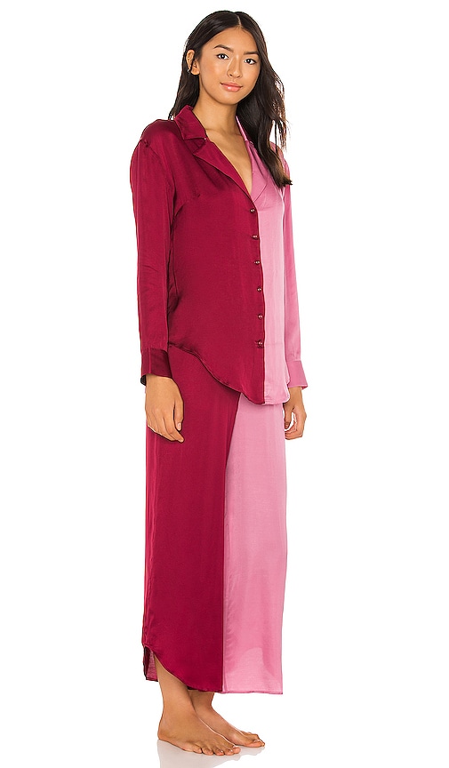 view 3 of 4 Pajama Shirt in Pink & Plum Red