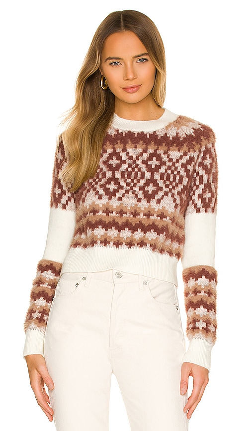 Lovers and Friends Tavi Fair Isle Sweater in Ivory & Tan | REVOLVE