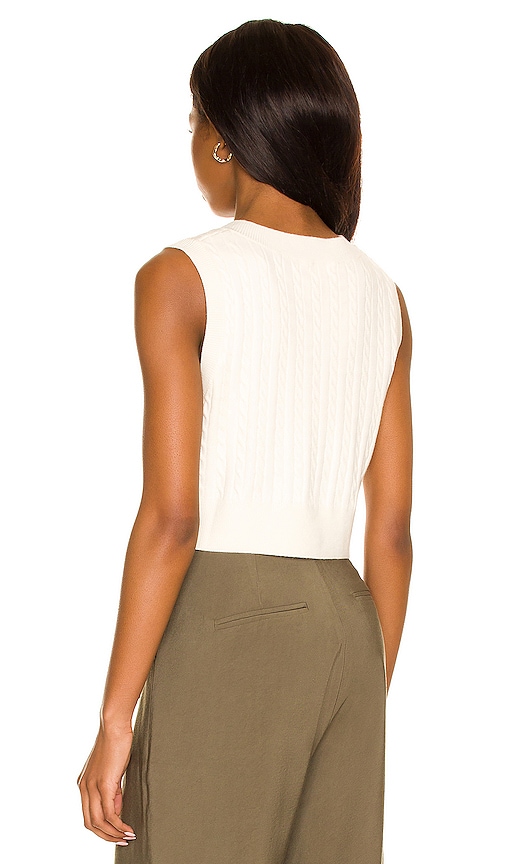 view 3 of 4 Cropped Cable Sweater Vest in Ivory