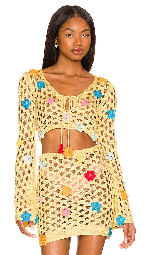 view 1 of 4 Flower Power Top in Pastel Yellow