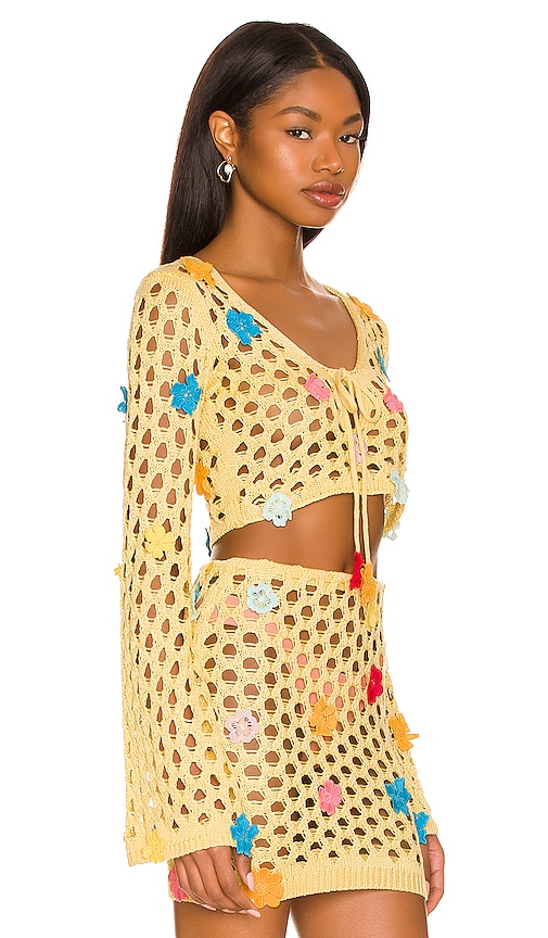 view 2 of 4 Flower Power Top in Pastel Yellow