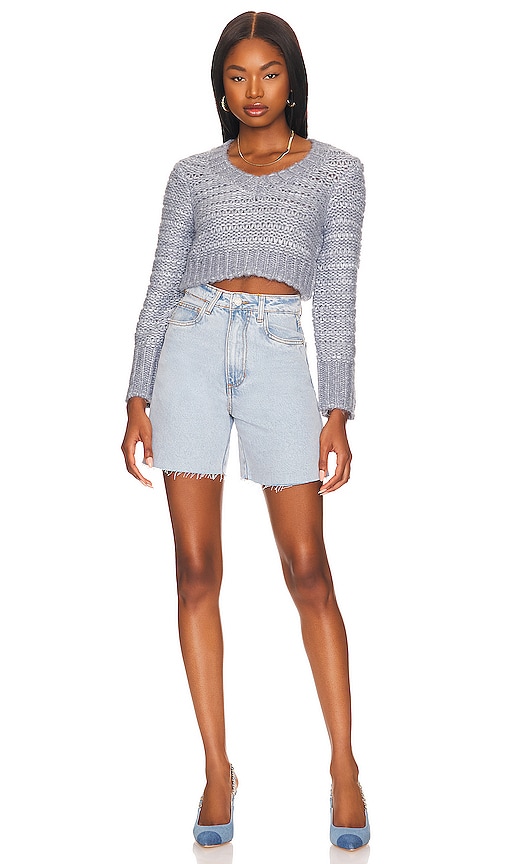 view 4 of 4 Galina Cropped Pullover in Steel Blue