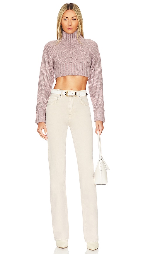 view 4 of 4 Roni Cropped Cable Pullover in Dusty Lilac