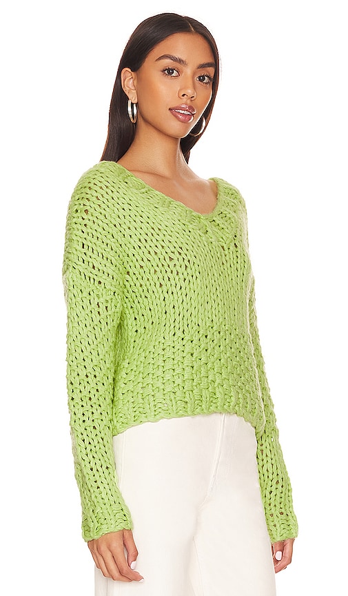 view 2 of 4 Doxie Deep V Sweater in Lime Green