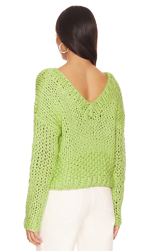 view 3 of 4 Doxie Deep V Sweater in Lime Green