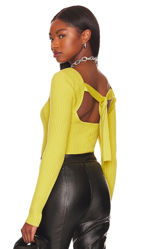 view 1 of 5 Tie Back Fitted Rib Sweater in Lime
