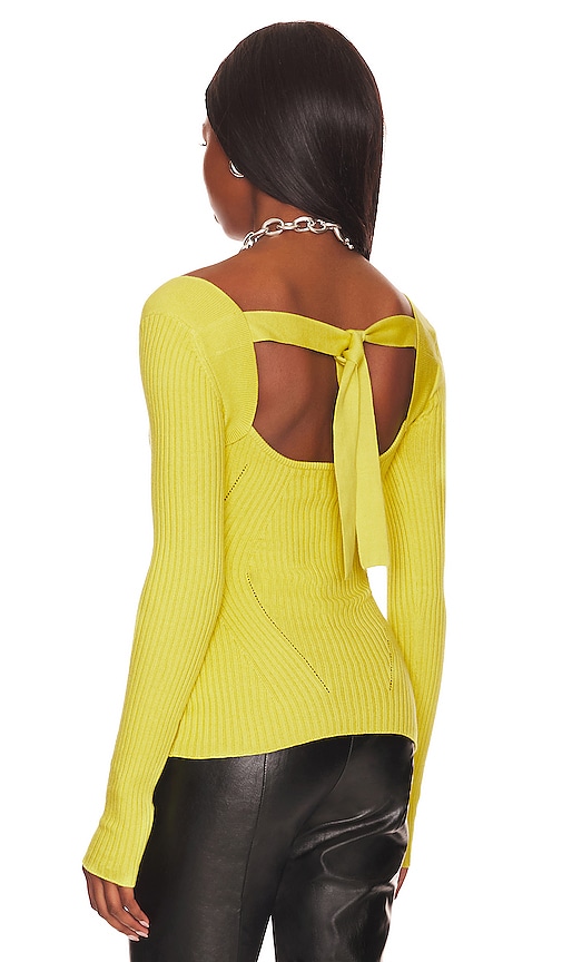 view 4 of 5 Tie Back Fitted Rib Sweater in Lime