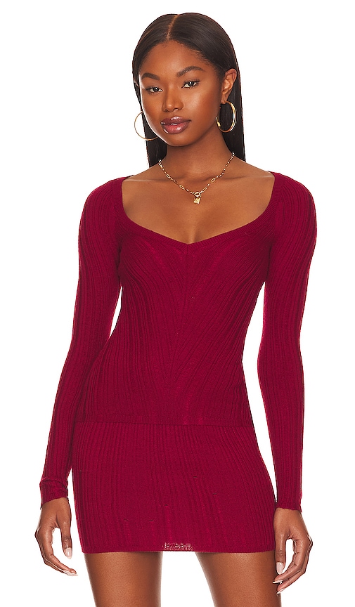view 2 of 5 Mara V Neck Pullover in Wine Red
