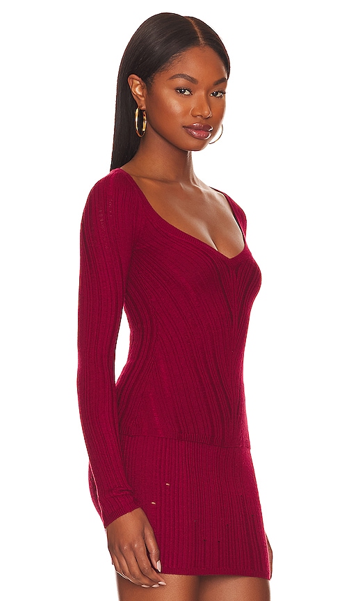 view 3 of 5 Mara V Neck Pullover in Wine Red