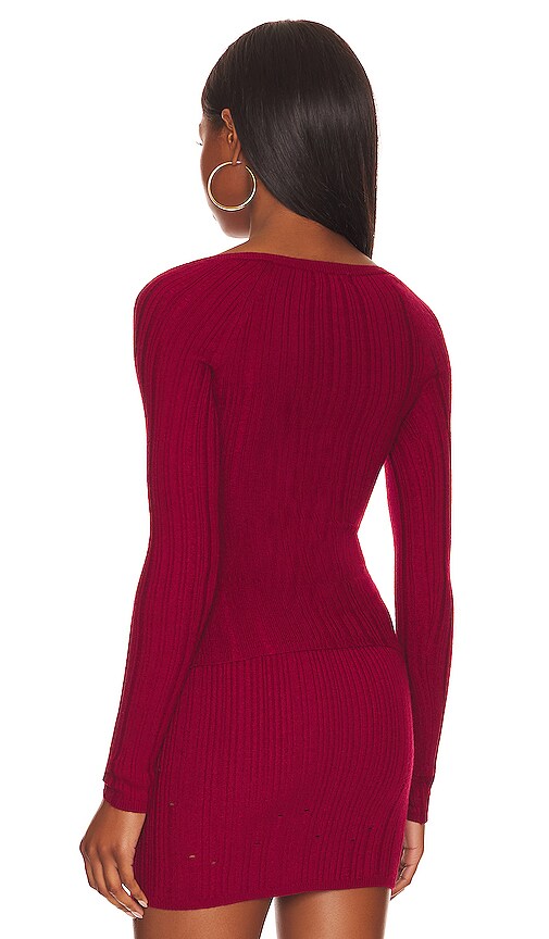 view 4 of 5 Mara V Neck Pullover in Wine Red
