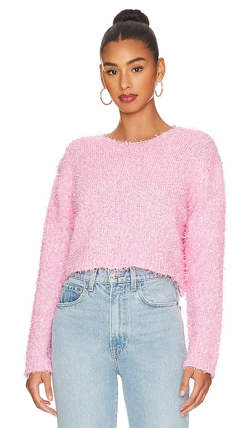 view 1 of 4 Mandy Shaggy Cropped Sweater in Baby Pink