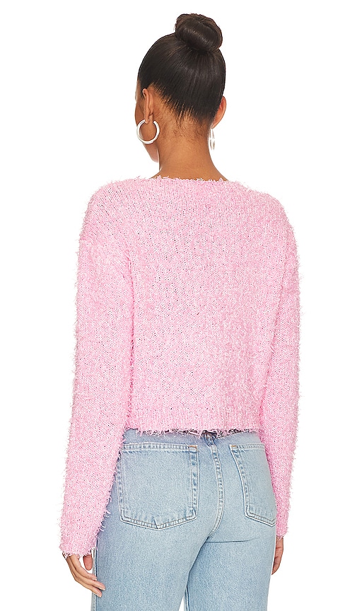 view 3 of 4 Mandy Shaggy Cropped Sweater in Baby Pink
