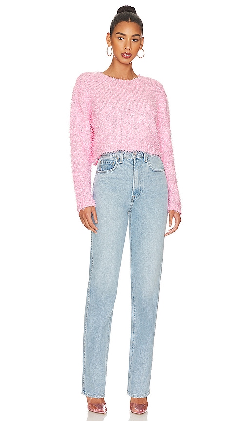 view 4 of 4 Mandy Shaggy Cropped Sweater in Baby Pink