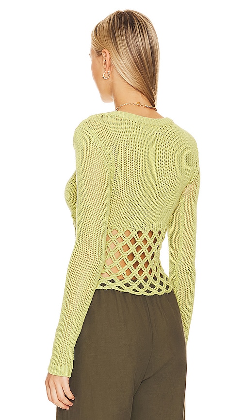 view 3 of 4 Clara Cropped Fishnet Pullover in Green