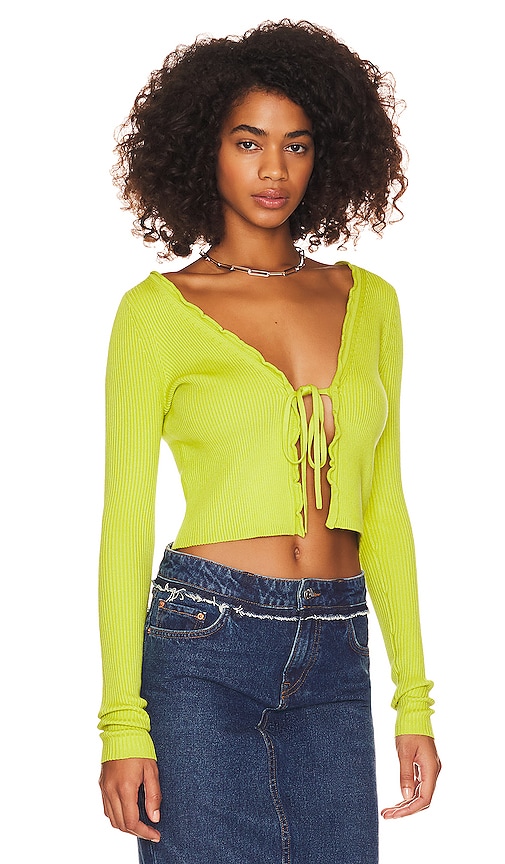 Shop Lovers & Friends Halina Tie Front Cardigan In Lime Green