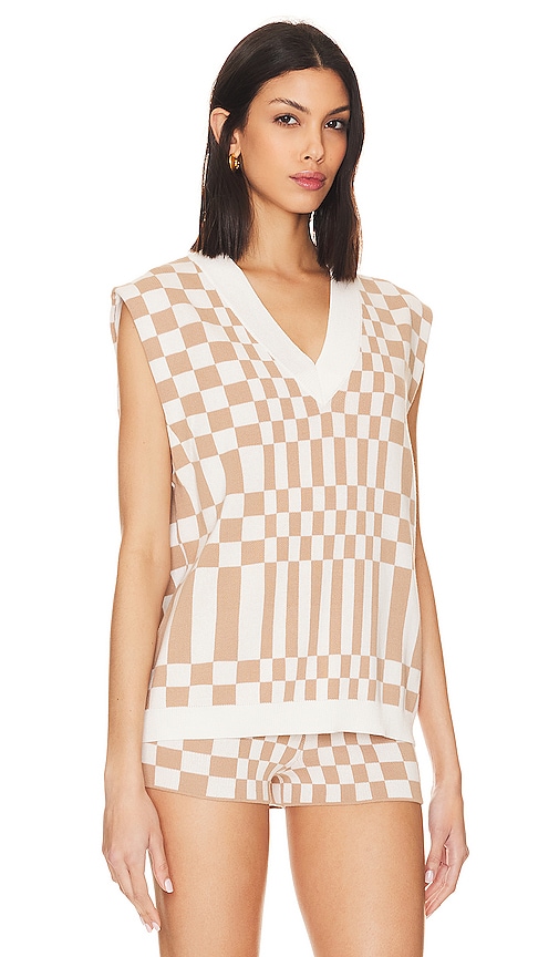 Shop Lovers & Friends Carice Checkered Vest In Brown