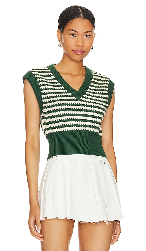 view 1 of 4 Elie Sweater Vest in Green & White