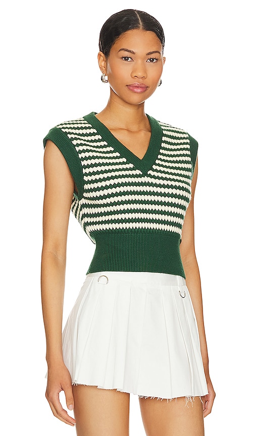 view 2 of 4 Elie Sweater Vest in Green & White