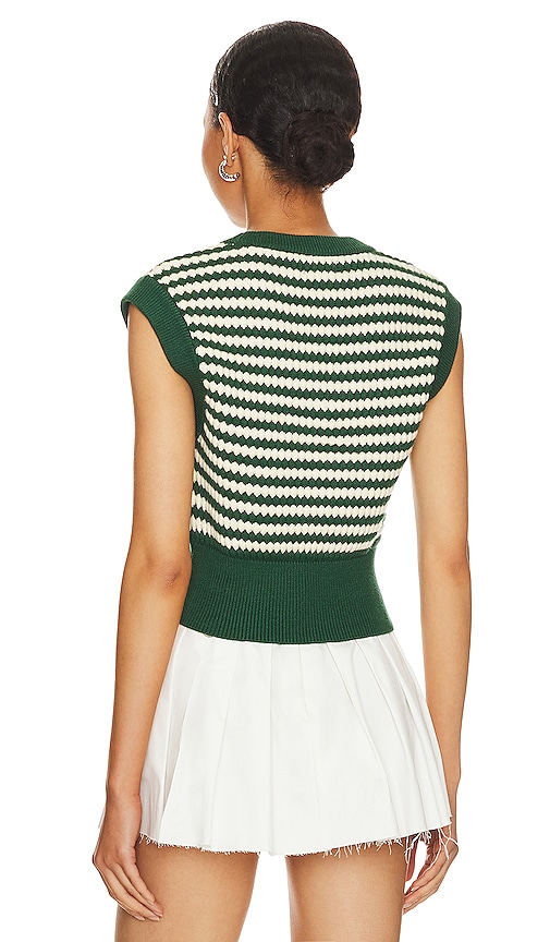view 3 of 4 Elie Sweater Vest in Green & White