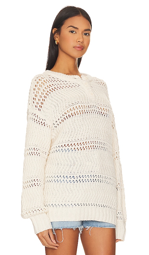 view 2 of 4 Mara Henley Open Stitch Sweater in Ivory